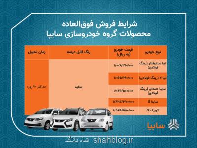 فروش فوق العاده 5 محصول گروه خودروسازی سایپا شروع می شود