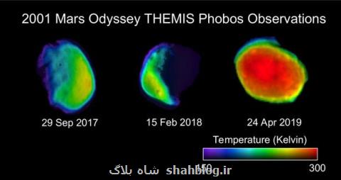 استفاده از تصاویر حرارتی رنگی برای مطالعه بزرگترین قمر مریخ